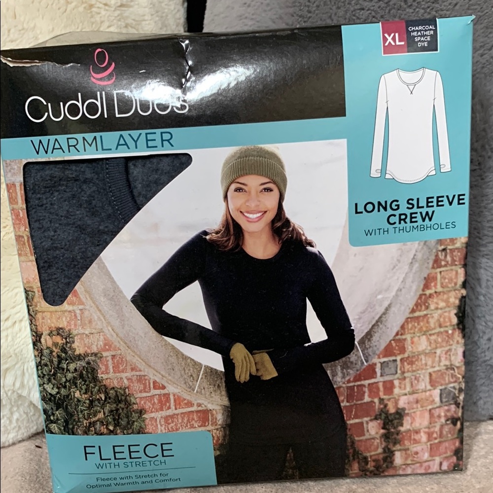 Cuddl Duds WarmLayer Women's Charcoal Long Sleeve Crew Sweater new!!